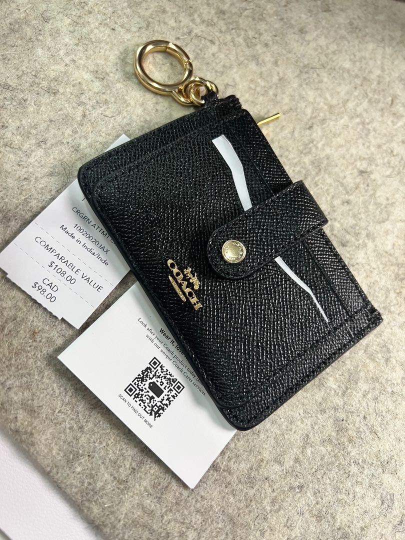 Coach crossgrain leather key ring card case sale
