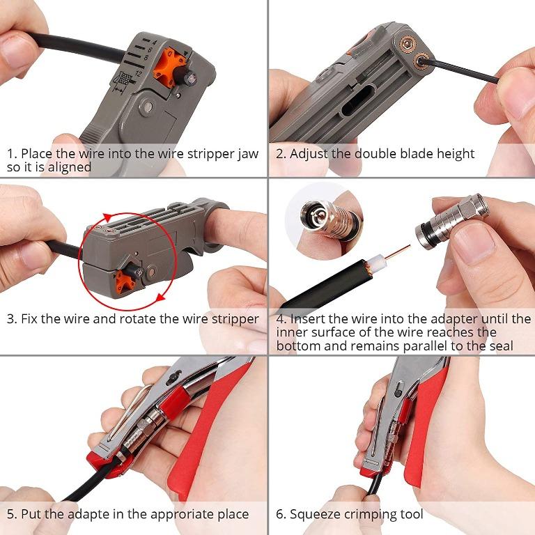 Coax Cable Crimper Coaxial Cable Compression Tool Kit with Compression