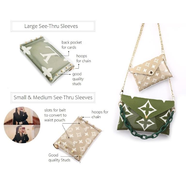 [RM 55.51](▼21%)[No Brand]KIRIGAMI LV Envelope Clutch Felt Insert Clear  Sleeve Chain Sling Leather Strap Convert to Sling