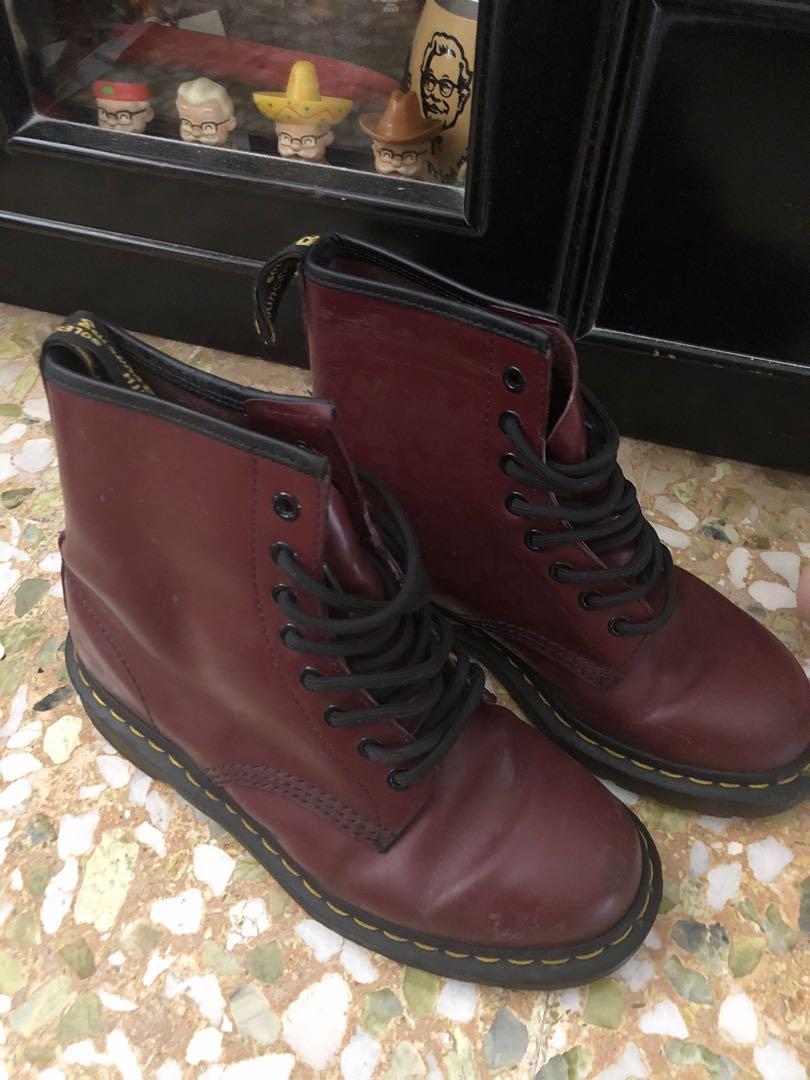 Maroon doc marten best sale boots