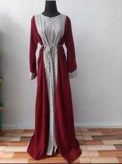 Dress Gamis Merah Abu