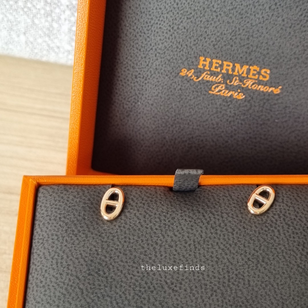 🦄💖 Hermes Chaine D'Ancre Earrings, Very Small Model (Rose Gold 