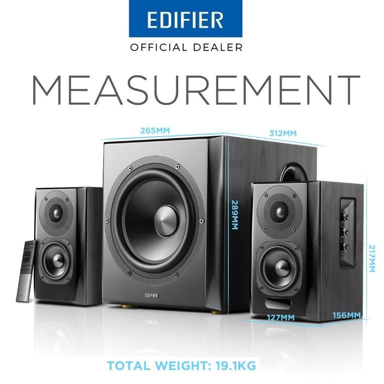 [Discontinued]($15 Cashback!) Edifier S351DB Wireless Bluetooth 2.1 Bookshelf Speaker System (Category: Soundbars, Speakers & Amplifiers) located in Singapore. Submitted by treoo (Listing ID 1138170690, Image 7). Description: [*No stocks, EOL. out of production, not available*] [Promotion valid 1st Apr ~ 30th Apr 2025; or while stocks last!] ☆ Demo available for audition at our showroom! ☆ ★ Bluetooth v5.0 ★ Qualcomm aptX ★ 150W RMS total power ★