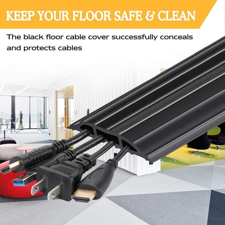 AGPtek Floor Cable Cover, 6.5 Ft Floor Cord Protector 3 Channels Contains  Cords, Cables and Wires, Perfect for Office, Home, Workshop