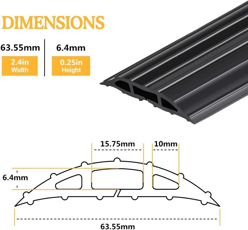 AGPtek Floor Cable Cover, 6.5 Ft Floor Cord Protector 3 Channels Contains  Cords, Cables and Wires, Perfect for Office, Home, Workshop