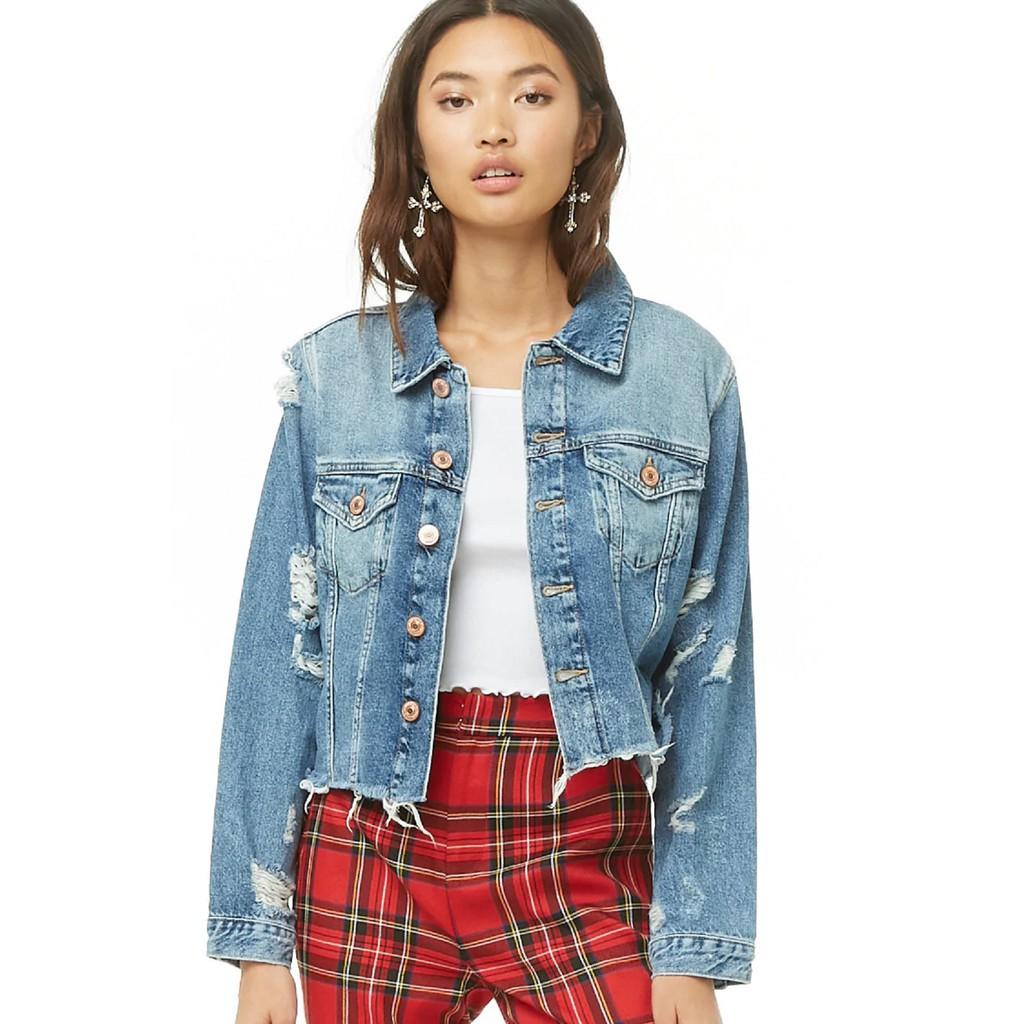 Forever 21 Cropped Denim Jacket Women s Fashion Coats Jackets and Outerwear on Carousell