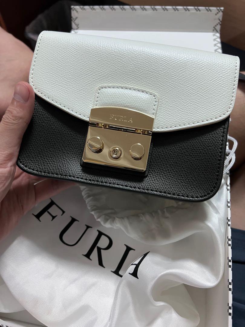 Furla Metropolis Mini Crossbody Black and White