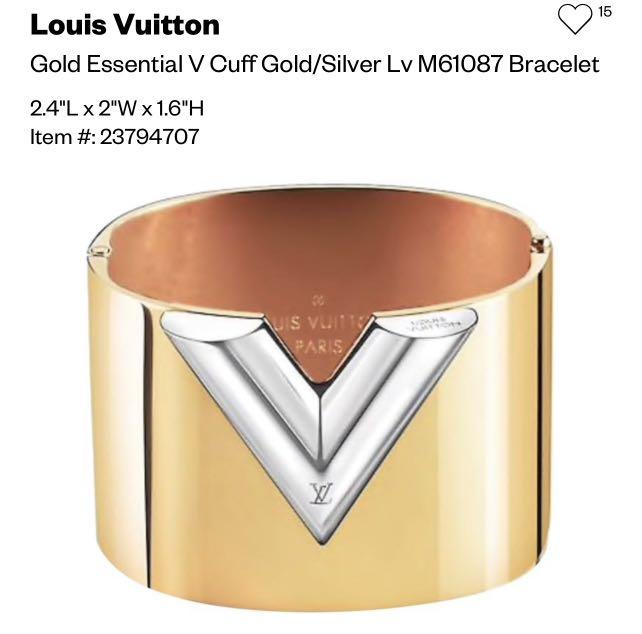 Gold Essential V Cuff Gold/Silver Lv M61087 Bracelet, Women's Fashion,  Jewelry & Organisers, Bracelets on Carousell