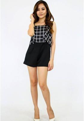 Grid print jumpsuit top