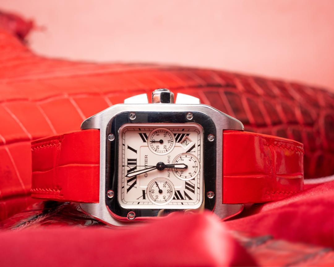 Cartier santos cheap red strap