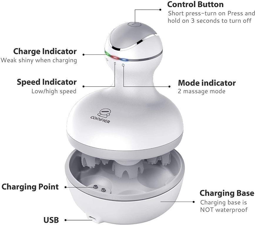 instock Comfier Cordless Hair Scalp Massager Electric Head Massager with Kneading 84 Massage