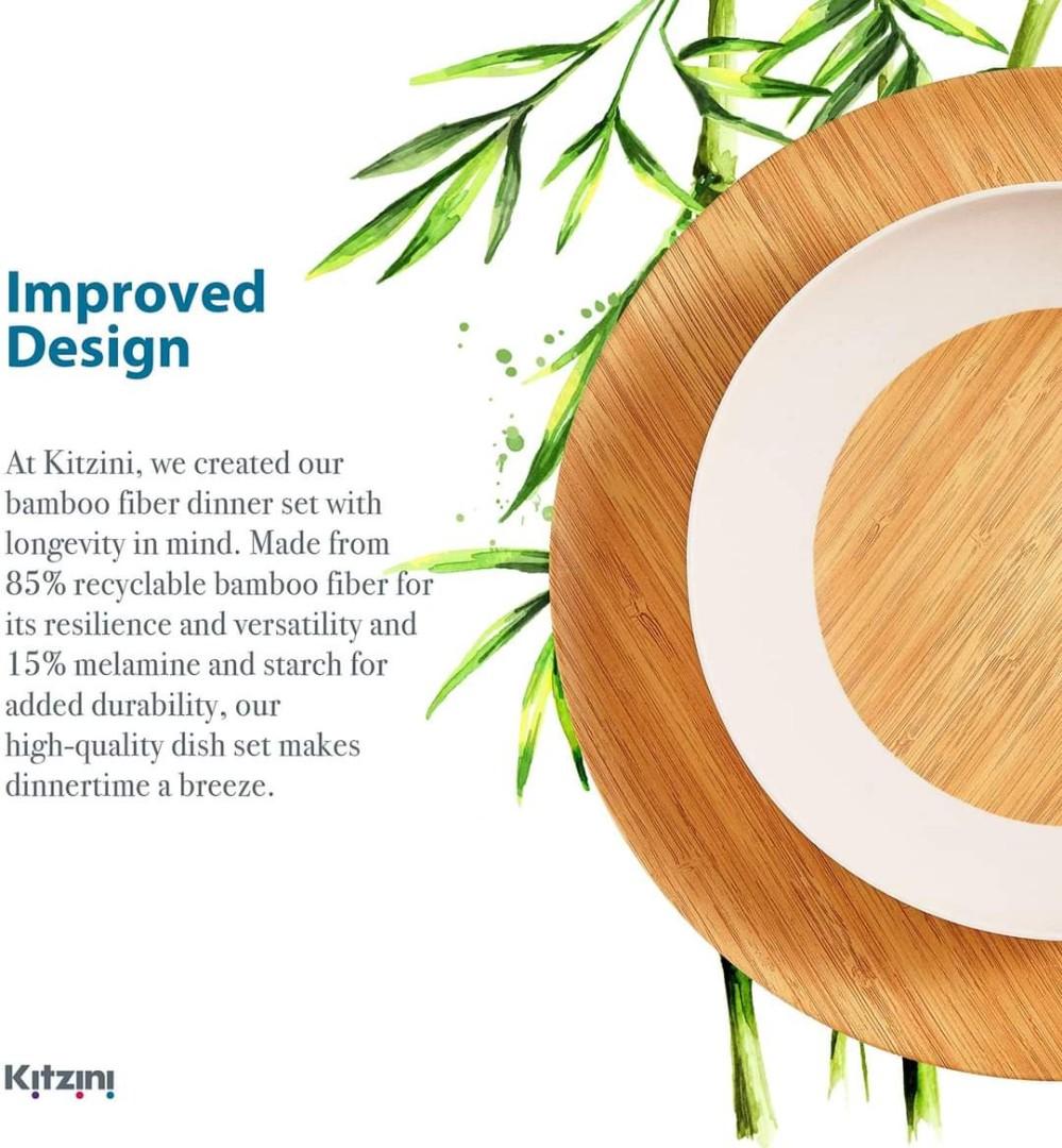 Kitzini Bamboo Dinnerware Set 16pcs, Furniture & Home Living