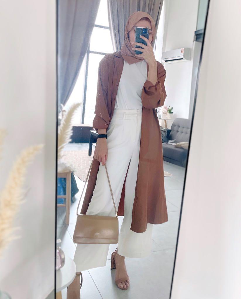 Long cardigan outfit hijab discount