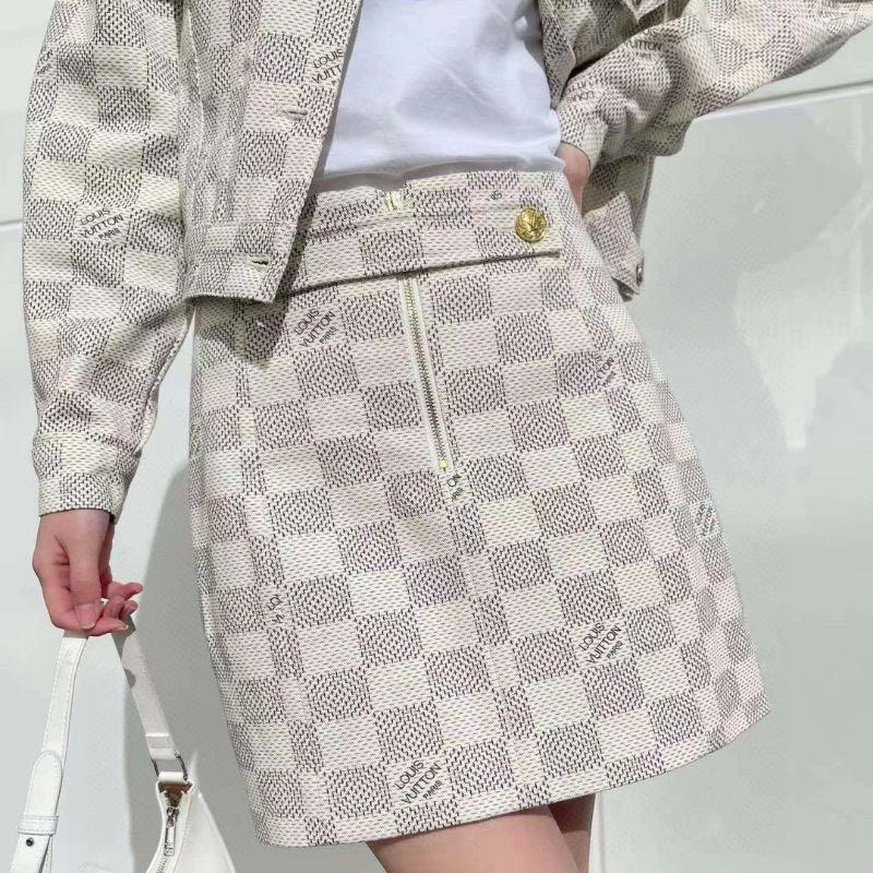 Louis Vuitton white damier skirt and jacket preorder, Luxury, Apparel