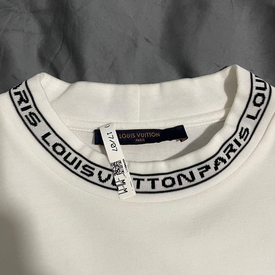 Louis Vuitton White Cotton Logo Collar Long Sleeve T-Shirt M