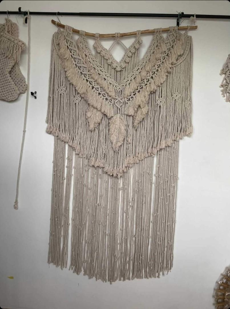 Macrame wall hang with wood rod - wall decor (Category: Wall Decor) located in Quezon City. Submitted by misspatchea (Listing ID 1138298700, Image 2). Description: macrame wall hang decor perfect for boho chic bedroom open for negotiation RFS: changing room decor.
