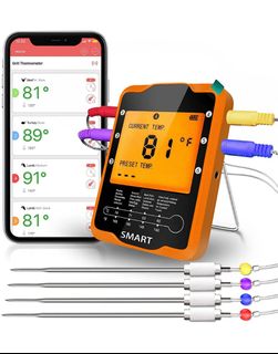 SIYOTEAM Meat Thermometer Digital Wireless Smart Cooking Grilling Smoking  BBQ