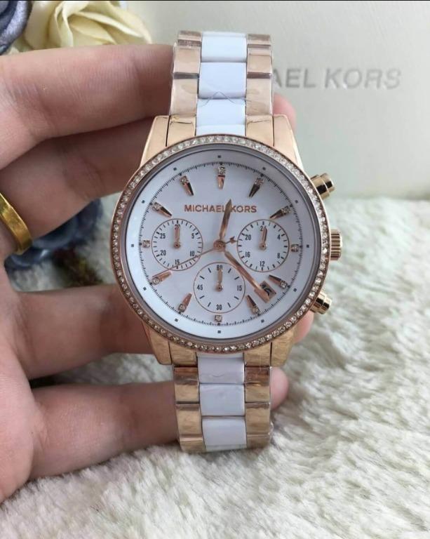 Michael Kors Ritz Quartz MK6324 Chronograph White Dial Ladies Watch ...