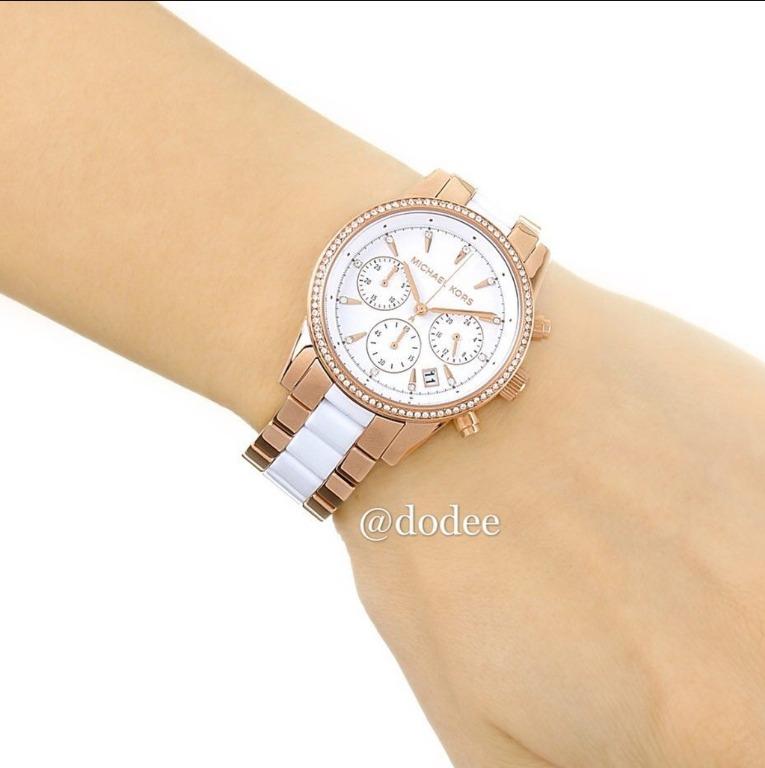 Michael Kors Ritz Quartz MK6324 Chronograph White Dial Ladies Watch ...