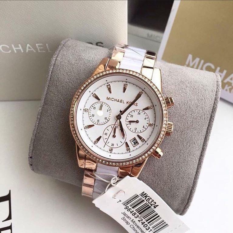 Michael Kors Ritz Quartz MK6324 Chronograph White Dial Ladies Watch ...