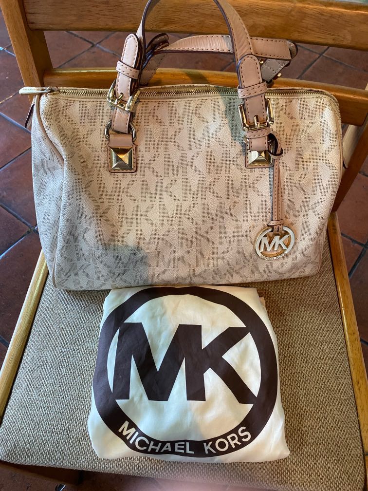 Michael kors white speedy, Luxury, Bags & Wallets on Carousell