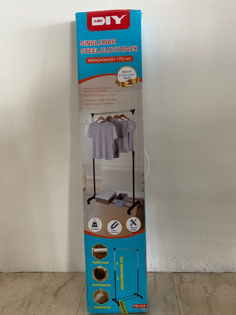 Mr. DIY Single Bar Steel Cloth Rack, Furniture & Home Living, Home ...