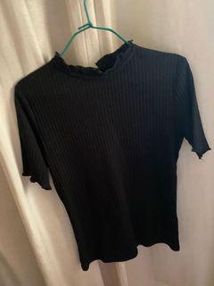 New look NL frill neck black knit top