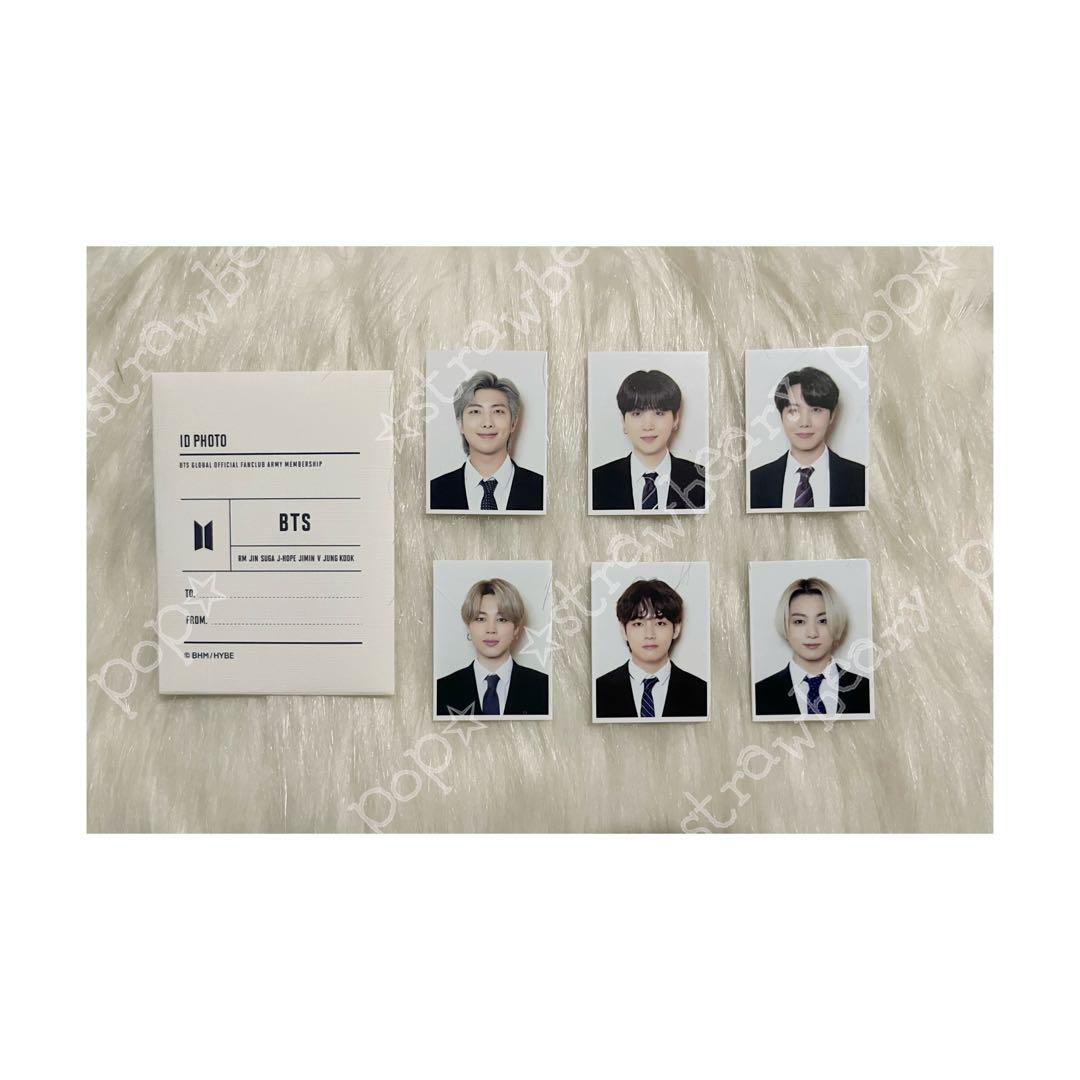 [ON-HAND] BTS 8th ARMY Kit ID Picture Set (Category: K-Wave Merchandise) located in Quezon City. Submitted by strawbearypop (Listing ID 1138330490, Image 1). Description: 💯 Official from Weverse 💯 • On-hand, ready to ship • SET includes ALL BTS member’s ID pic EXCEPT Jin (delivered as is, w/o Jin’s ID pic) • Will come with the ID photo case + envelope • Can provide additional photos upon request but only for SURE BUYERS please • Will come with 