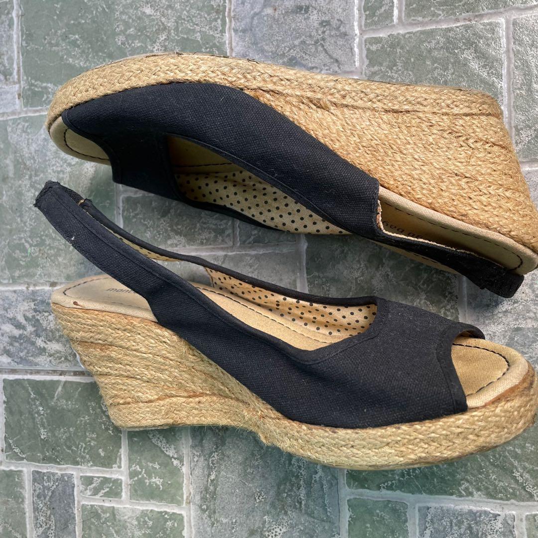Payless Black Jute Slingback Wedge