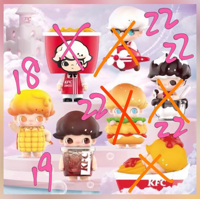 popmart dimoo kfc series(each need to pair 2 other figures), Hobbies ...