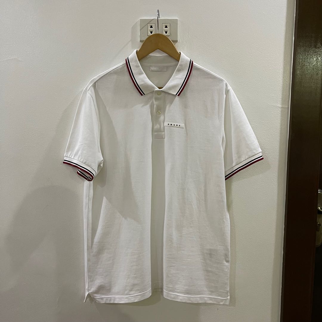 Prada Piqué Slim Fit Polo Shirt White, Men's Fashion, Tops & Sets, Tshirts  & Polo Shirts on Carousell