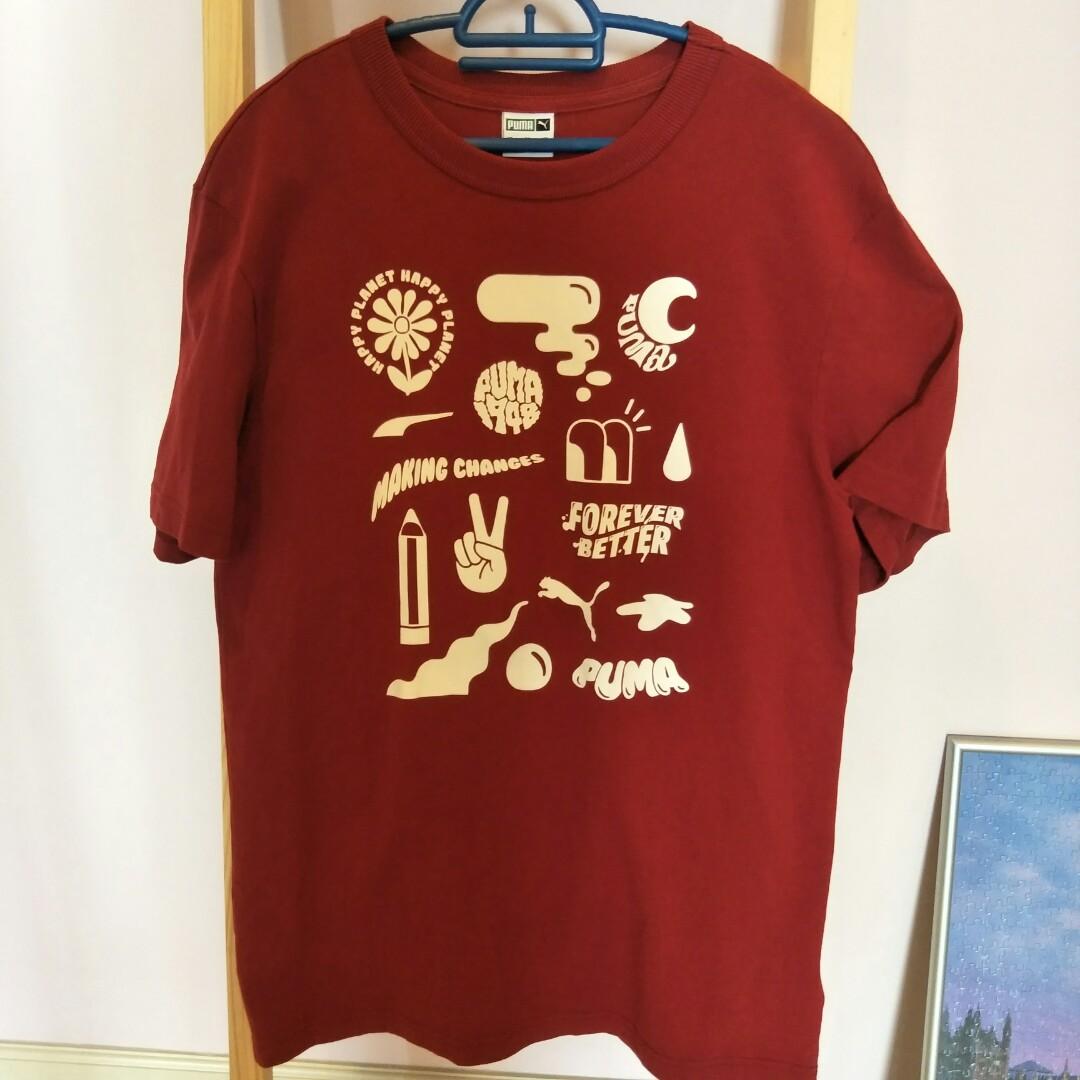 Red blue top yellow puma shirt