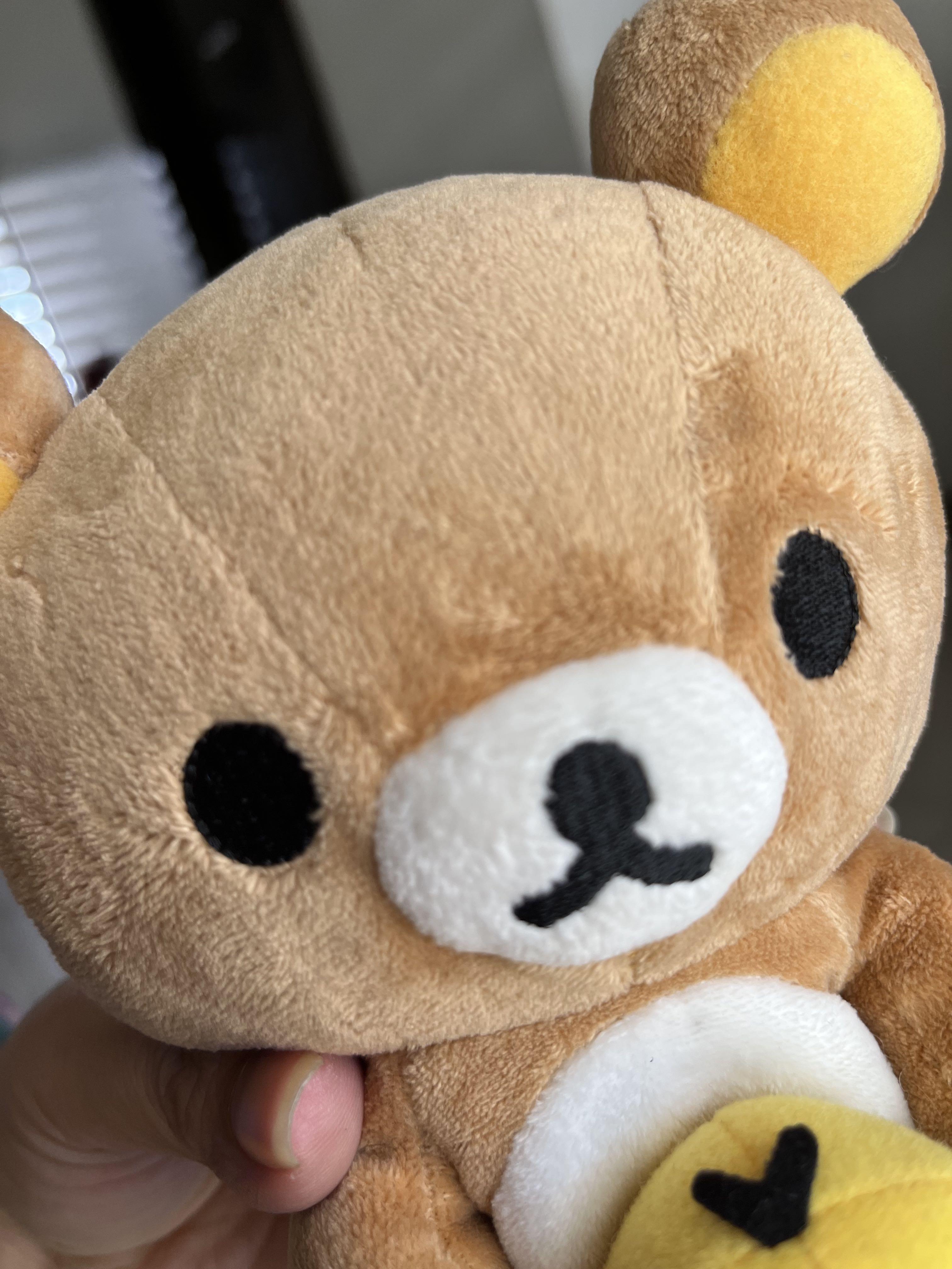 Sanrio Rilakkuma Bear Plushie Stuffed Toy with Chick and Zip pouch at