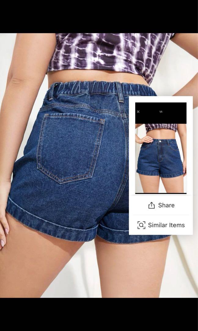 Shein Curve - Plus size Denim Shorts (Category: Shorts) located in Quezon City. Submitted by aana310 (Listing ID 1138163477, Image 3). Description: Size: 3XL Length: 15.2in Waist: 37-45.7in Hip: 52.8in Original Price from Shein is 411 and currently sold out.