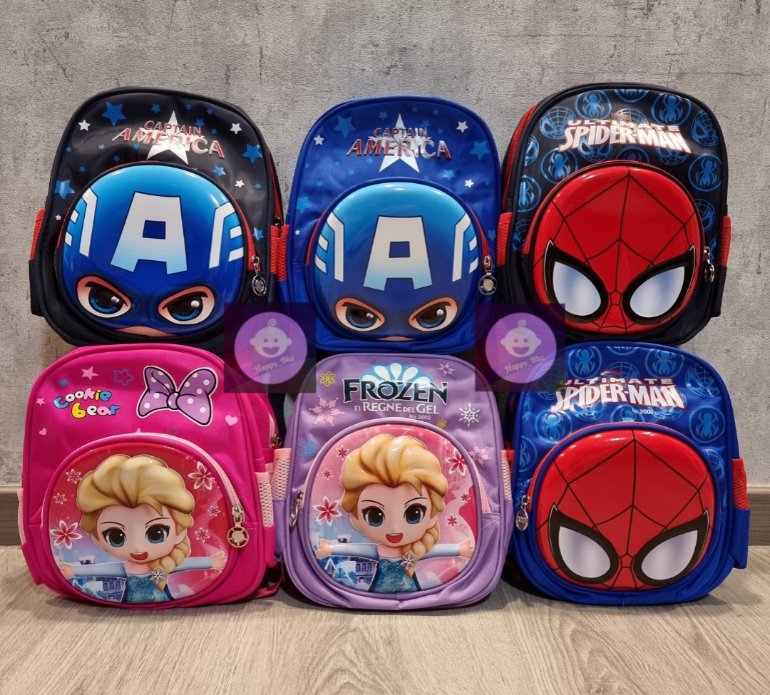 2021 New Disney Pink Superhero Spiderman Luminous Backpack