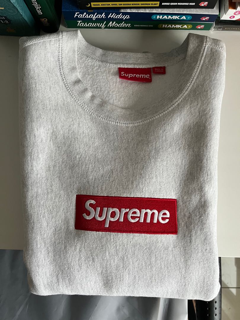 Supreme Box Logo Crewneck FW18 Men s Fashion Tops Sets