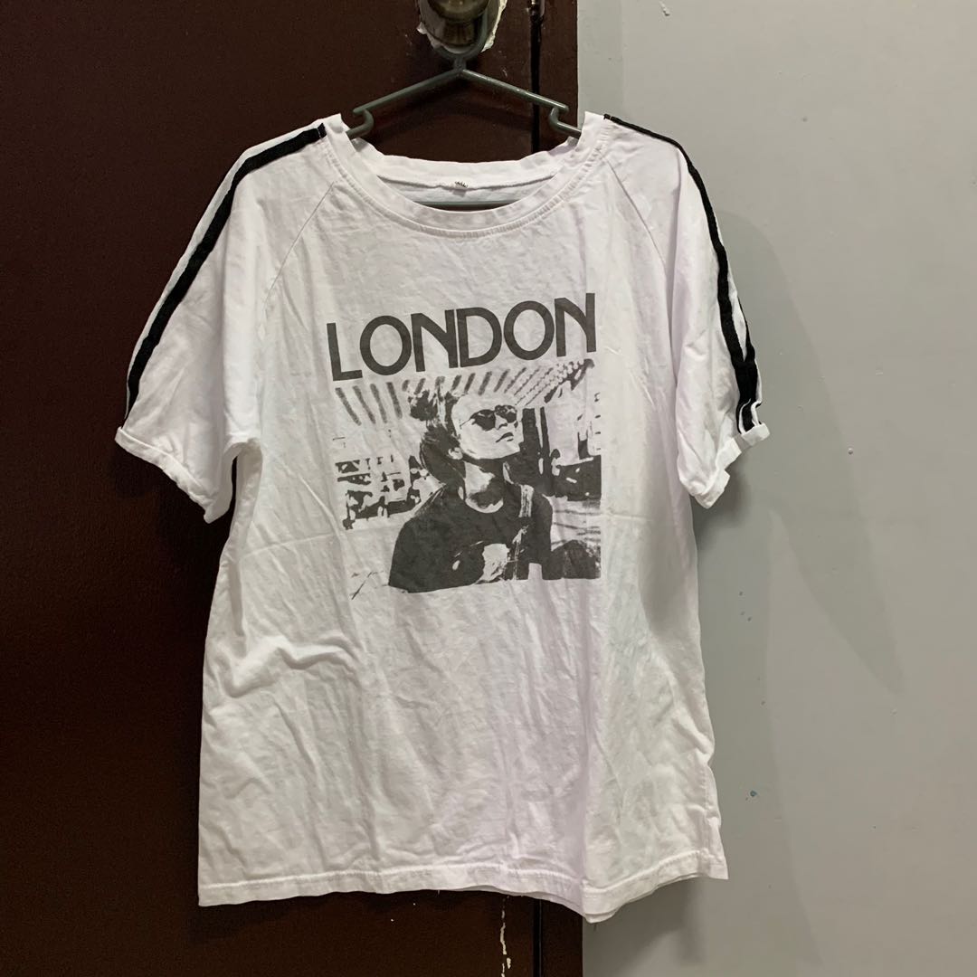 White Vintage London Shirt with Black Stripes on the Sleeves, Men's ...