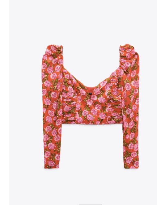 Zara floral top, Women's Fashion, Tops, Longsleeves on Carousell