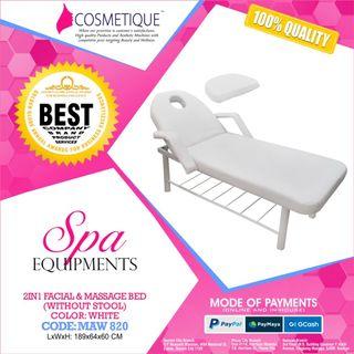 2 in 1 Facial Massage Bed with Quality White Leather Bed, COSMETIQUE Beauty Supplies is the #1 Facial Machine Distributor with 3 Branches, with Training Warranty and Good After sales services