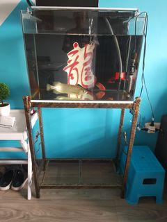 2ft tank with iron wrought stand