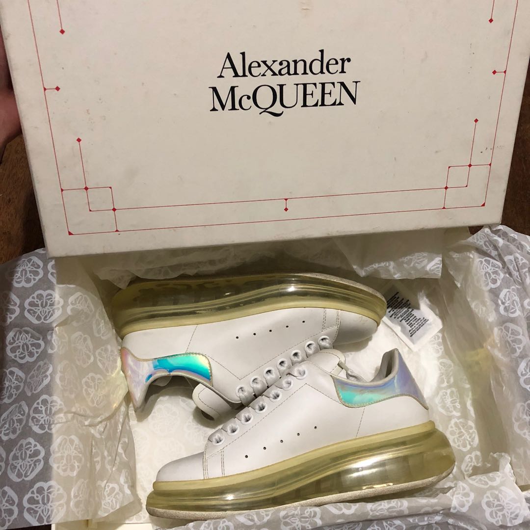 Alexander Mcqueen White Holographic Oversized Sneakers In White /  Iridescent | ModeSens