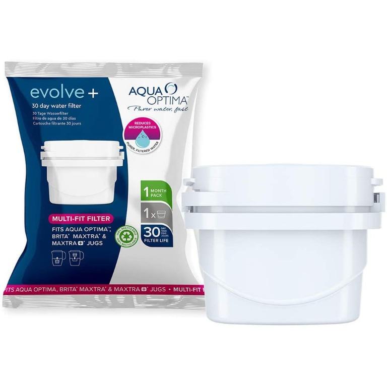 Aqua Optima Evolve 30 Day Water Filter Cartridge White 3 Pack For Better Taste 
