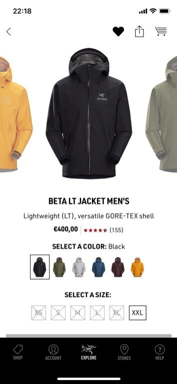 Arc'teryx Beta LT men jacket black Medium, 男裝, 外套及戶外衣服