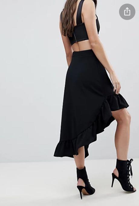Layered Ruffle Asymmetrical Hem Skirt Elegant High Waist - Temu