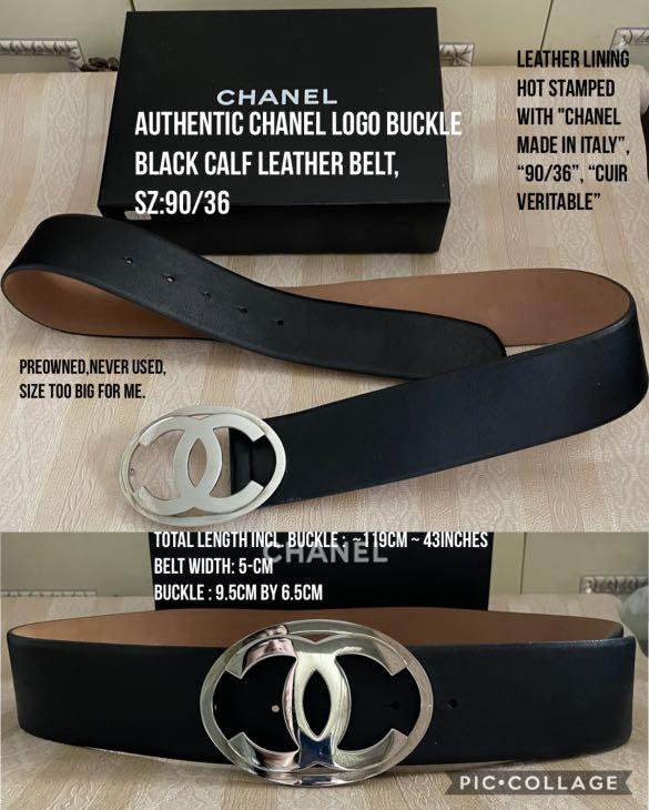 Chanel White Leather CC Buckle Belt 80CM Chanel