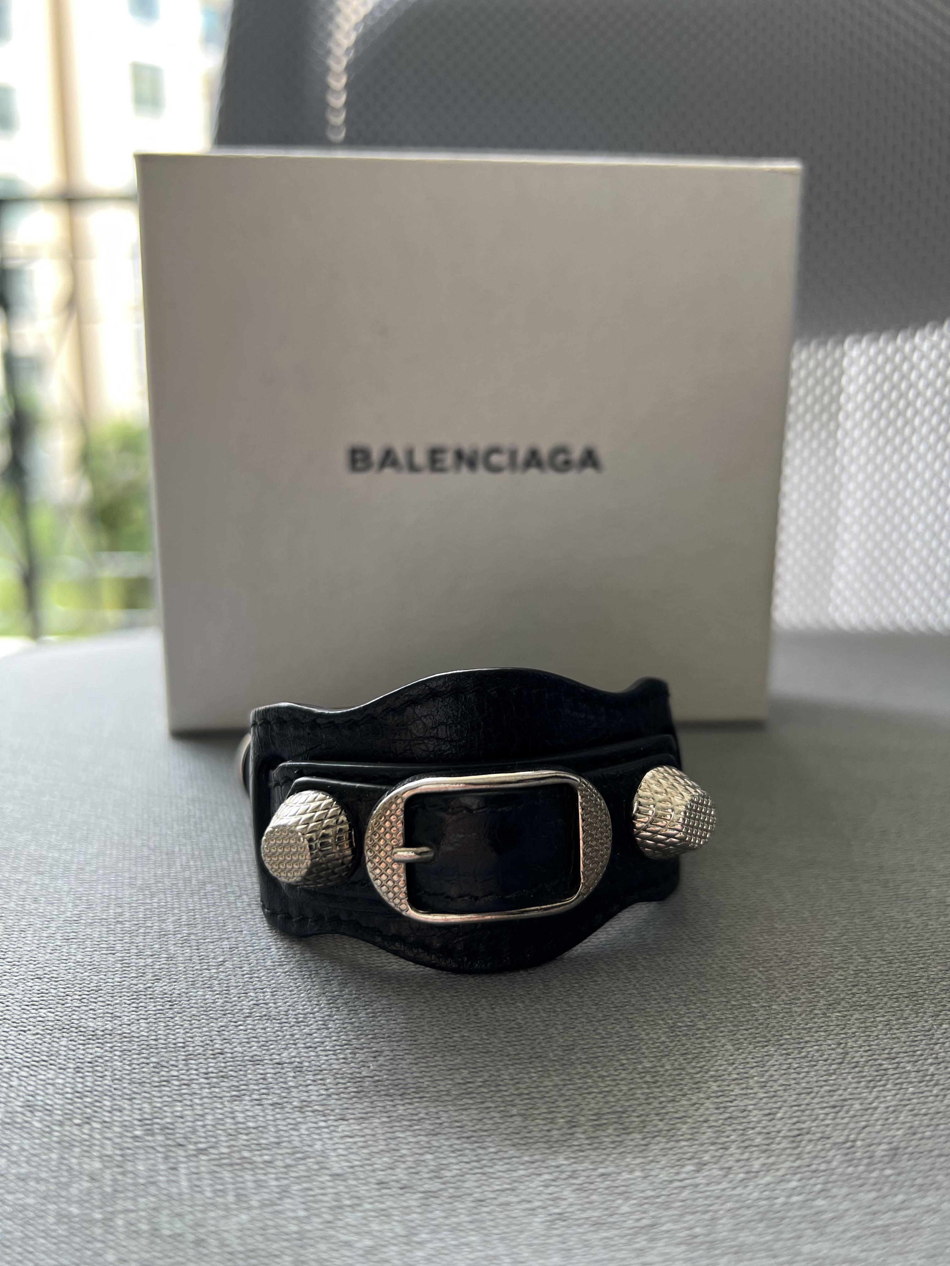 Leather bracelet Balenciaga Grey in Leather  32555758