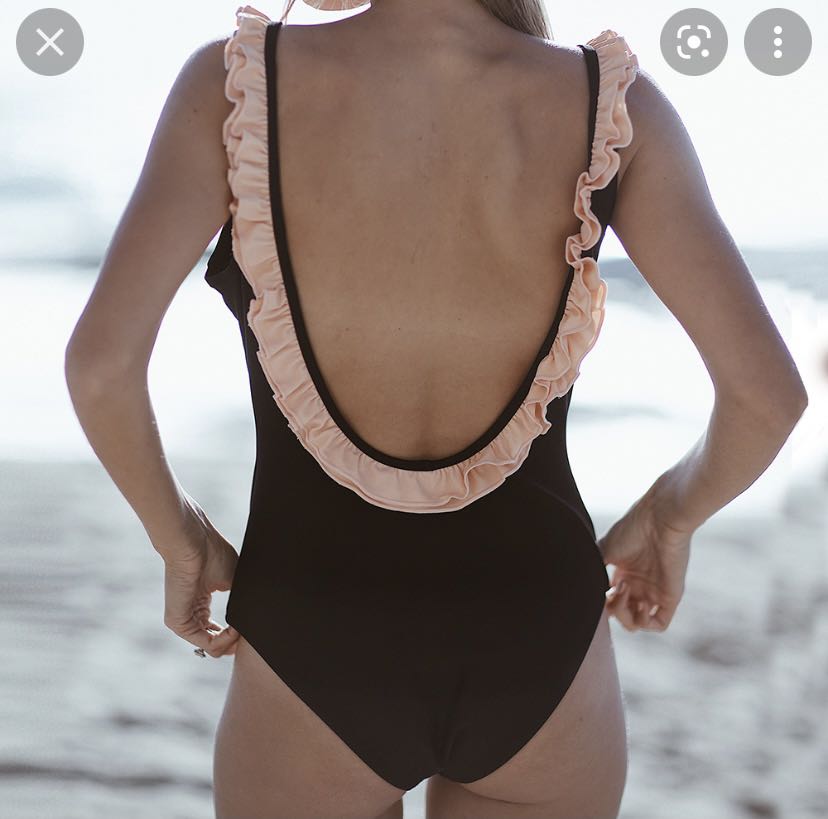 Cupshe black with pink ruffle new arrivals