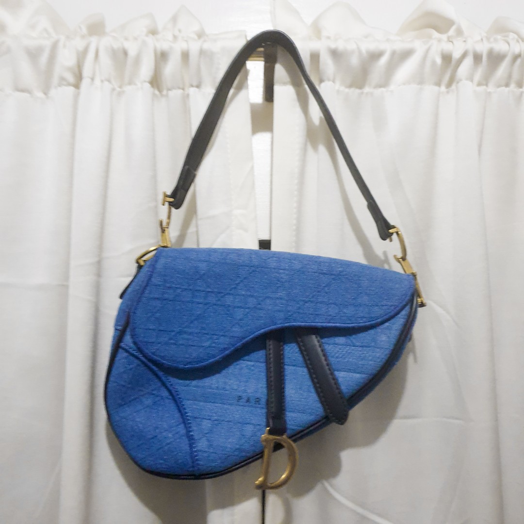 Blue Christian Dior Saddle Bag w/ Strap, Women's Fashion, Bags