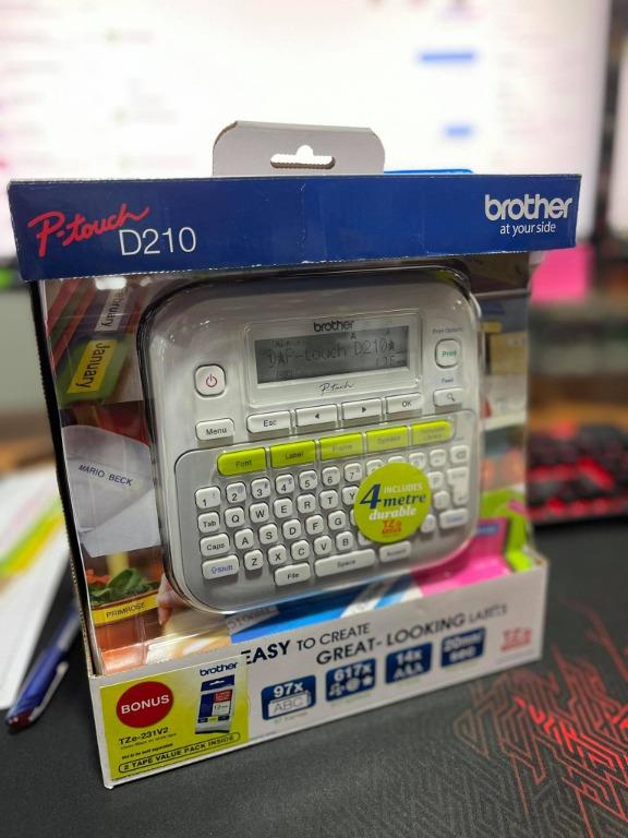 Brother P Touch PT-D210 Label Maker Printer / D210 (Category: Printers, Scanners & Copiers) located in Quezon City. Submitted by printer_supplies_provider (Listing ID 1138407497, Image 2). Description: Brother PT-D210 Label Maker Printer •General Specification: -16-character graphic display -Print on 3.5, 6, 9, 12mm durable TZe laminated tapes -Ergonomic keyboard -Uses AD-24ES-01 AC Power adapter / 6 pcs of AAA Alkaline batteries (both not includ