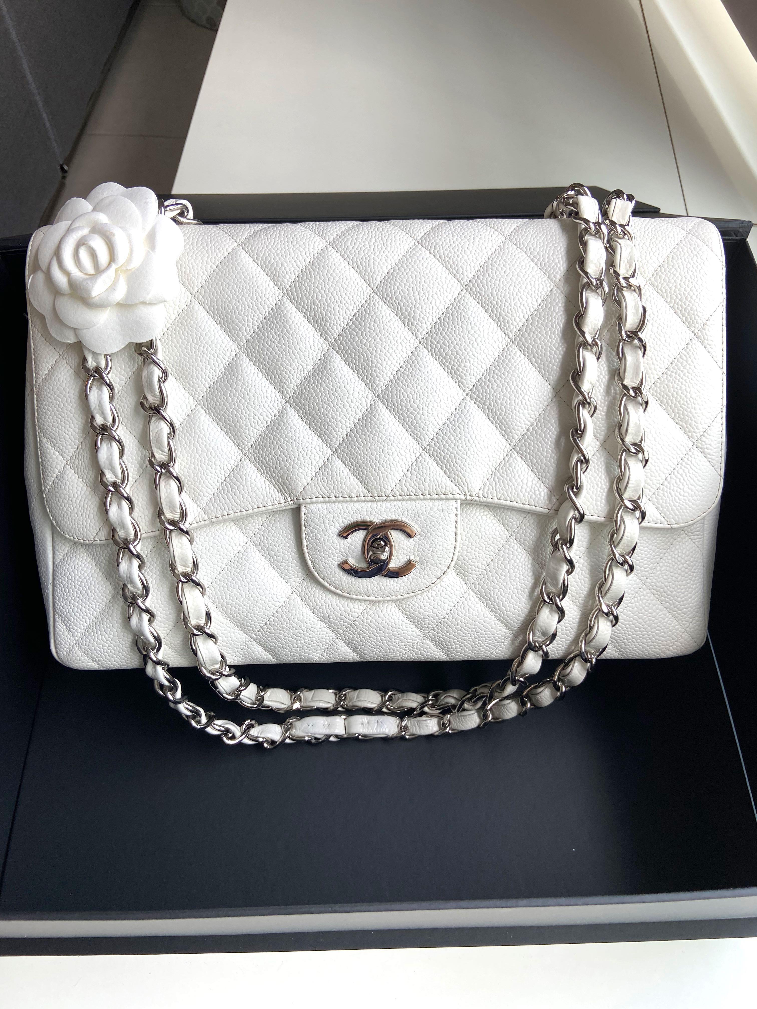 on hold Chanel jumbo white single flap caviar Luxury Bags